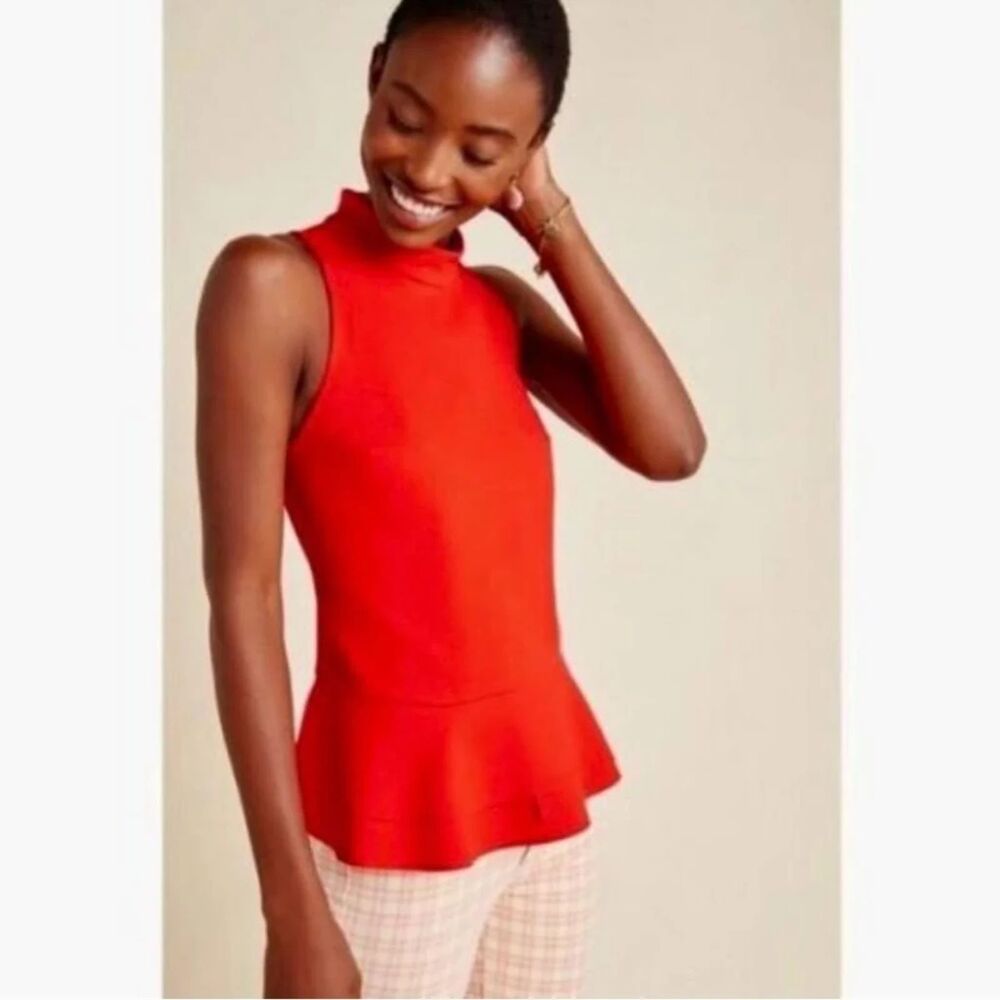 Anthropologie Cressida Mock Neck Peplum Top